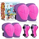 Knieschoner Kinder Schoner Set Inliner Schützer 6 in 1 Schutzausrüstung für 3-7 Jahre Kinder Ellenbogenschoner Handgelenkschoner Protektoren für Skateboard Roller Skaten Fahren