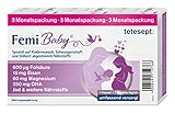 tetesept Femi Baby – 16 Nährstoffe für Kinderwunsch, Schwangerschaft & Stillzeit – Vitamine & Mineralstoffe wie Folsäure, Eisen, Magnesium, Jod + DHA – 1 x 3-Monats-Packung à 90 Tabletten + 90 Kapseln
