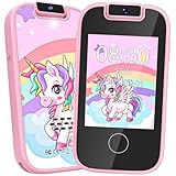 Dhapy Kinder Handy Smartphone, Touchscreen MP3 Player mit Dual Kamera Jungen Mädchen, Geburtstags Geschenke Lerntelefon Spielzeug ab 3 4 5 6 7 8 Jahre mit 8GB SD Karte, Rosa
