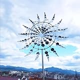 Homefantasy Einzigartige und Magische Metall-Windmühle,3D Metall-Windmühle,Magische windmühle,Magische Windmühle Garten Wetterfest,für Garten,Terrasse,Rasen,Innenhof Landschaft Dekoration(Silver)