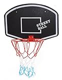 ABA Basketballboard Basketballkorb mit Netz Basketball Backboard für Kinder Basketballbrett inklusive Korb und Netz Basketballring Indoor (Street Ball weiß)