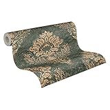 A.S. Création Livingwalls Metropolitan Stories 2 Vliestapete mit Ornamenten 0,53 x 10,05 m – Grün, Gold – elegante Barocktapete Made in Germany – 379011