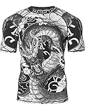 LAFROI Herren Kurzarm Kompressionsshirt UPF 50+ Rash Guard-CLY08D (Dragon,LG)