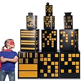 Sabary Große Helden-Party-Geschenkboxen, Wolkenkratzer, Stadt-Hintergrundboxen, Helden-Thema, Fotografie-Hintergrund, Stadt, Skyline, Gebäude, Tafelaufsatz für Halloween, Geburtstag, Babyparty