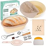 Brotgärkorb -Set- aus Silikon (23cm rund & 25cm oval) – Sauerteig-Gärkorb (inkl. Teigschaber, Rostmesser, Gärtuch & mehr) – faltbar, hygienisch & perfekt für Brotback-Anfänger & Profis (10PS)