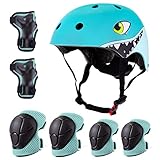 XIAPIA Kinderhelm 2-8 Jahre Verstellbar Leicht Fahrradhelm Kinder Skaterhelm mit Knieschoner, Ellbogenschützern, Handgelenkschützern für Laufrad,Schützer Sport Schutzausrüstung für Jungen Mädchen