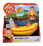 Simba Feuerwehrmann Sam Neptun Boot – Spielset mit Figur, Robustes Spielzeug für Kinder ab 3 Jahren, perfekt für Planschbecken und Badewanne, fährt auch an Land, Geschenkidee