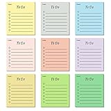 450 Blätter To Do Listen, 8,9 x 7,6cm Mehrfarbige Selbstklebende Notizzettel Haftnotizen Klebezettel Liniert Notizblock Bürobedarf für Zuhause Schule Büro (50 Blätter/Block)