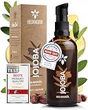 Heldengrün® BIO Jojobaöl [100% NATURREIN] Dermatologisch getestet - Sanftes Gesichtsöl - Jojobaöl Haare - Kaltgepresst & unraffiniert - Pflegt & reguliert Gesicht, Haut, Haare & Nägel