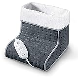 Beurer FW 20 Cosy Fußwärmer, elektrische Fußheizung mit 3 Temperaturstufen und Abschaltautomatik, maschinenwaschbar, grau, wärmender Fußsack
