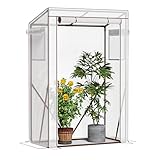 Amopatio Tomatengewächshaus, Foliengewächshaus Klein mit verstärkter PE-Abdeckung/Erdhaken/Rolltor, 100 x 50 x 150 cm, Tomaten Gewächshaus für Garten, Balkon, Terrasse