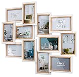 Kobolo Bilderrahmen-Collage Bilderrahmencollage Mehrfachbilderrahmen - BIG - Holz - weiß natur - 12 Bilder - 54x61 cm - Fotocollage & Familiengalerie