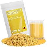 molinoRC 200g Bienenwachs [100% naturrein] - duftendes Bienenwachs für Kosmetik ohne Zusatzstoffe - Bienenwachs Pastillen für Kerzen und Bienenwachstücher - Beeswax Wachspastillen