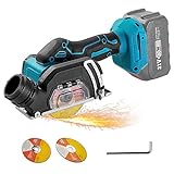 Bürstenlose Mini Kreissäge,Handkreissäge für Makita 18V Li-Ion Akku1000 W Handkreissäge mit Laser, 19500rpm,0-45° Fase,22mm Tiefe,2 Sägeblätter, ideal für Holz, Weichmetall, Kunststoff, Fliesen (blau)
