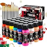 Fantastory Acrylfarben Set 24x 60ml,12 Pinsel;Exzellente Deckkraft,hohe Lichtechtheit,wasserfest,ungiftig Acrylic Paint;für Leinwand,Holz,Keramik,Modelle;Künstler,Profis,Anfänger[ProfessionelleSerie]