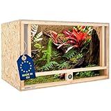 ITA Holz Terrarium 100x50x50 cm mit Frontbelüftung & Integriertem Hygrometer - Holzterrarium aus OSB-3 Platten - Terrarien für Reptilien, Schlangen, Amphibien - EU Produkt, FSC Zertifiziert
