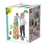 SES Creative 13142 Stapelwürfel Set mit Tierfiguren, Farbenfrohes Lernspielzeug für Babys