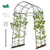 GOPLUS Rankgitter für Kletterpflanzen, 230cm hoch, Rankhilfe Metall mit verstellbare Breite, U-förmiges Gartenbogen mit Ranknetz & PE-beschichtet, Rankbogen Pflanzengitter für Gurken, Tomaten, Erbsen