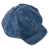 Perfeclan lässige Ballonmütze für Damen, Schirmmütze Kappe Barett Maler Mütz Bakerboy Schiebermütze Newsboy Cap Cabbie-Mütze, Elastischer Rückseite, mit Schirm Frühling-Sommer, Blau