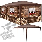 tectake® Garten oder Festival Pavillon, Zelt, Almchalet 3D Design, mit 6 Seitenteile, Partyzelt für Terrasse, Unterstand für Gartenmöbel, Event Shelter, Verkaufsstand (3x6 m)