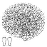 Edelstahlkette Meterware 1,5 mm x 6m Gliederkette mit Karabiner, Edelstahl Ketten mit Karabiner, Chains Stahlkette Metallkette zum Aufhängen Hängematte Ankerkette Hundekette Wäschekette