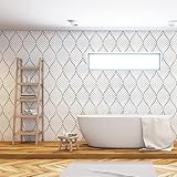 JOLIHOME Geometrische Muster Moderne Minimalistische Tapete Silberne und Weiße Wasserdichte Selbstklebende Vinyltapete für das Badezimmer Wohnzimmer Schlafzimmer Küche Aufkleber 44,5x1000cm