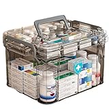AiMeiteng Medizinbox, Arzneimittel Box, Medicine Box, Hausapotheke mit 2 compartments, Medizin aufbewahrung, medikamenten Organizer für arzneimittel für zu Hause im Freien(31x 23x 18.5 cm)