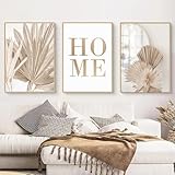 3-teiliges Leinwandbild Set,Moderne Boho Bilder Wohnzimmer Deko Schlafzimmer Wandbilder Beige Kunst Bild ohne Rahmen. (BXMY03, 3 * 50x70cm)