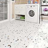 Livelynine 32 Fliesen Terrazzo Optik Vinylboden Selbstklebend Fliesenoptik Küche PVC Bodenbelag Selbstklebend Bad 30CM X 30CM Fliese Laminat Fliesenoptik Badezimmer Wasserdicht Bodenbelag Klebefliesen