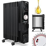 KESSER® Ölradiator Elektrische Heizung mit 11 Rippen 2500W + Lüfter Öl Radiator Elektroheizung Mobil Timer Abschaltautomatik stufenlose Temperaturregelung Überhitzungsschutz