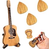 Csirnto Akustikgitarre Plektrum Box, Holz Plektren Gitarre, Guitar Picks Box mit 3 Gitarrenplektren, Gitarren Plektrum für E-Bass, Gitarre, Ukulelen