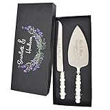 Mocessory Tortenheber inkl. Tortenmesser im Set mit persönlicher Gravur als Geschenk zur Hochzeit, Jahrestag, Geburtstag - Hochzeitsgeschenke für Brautpaare