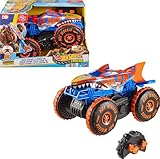 Hot Wheels Monster Trucks Spielzeugfahrzeug mit Fernbedienung, RC Tiger Shark Climber in großem Maßstab mit 3 Spielmodi für Rennen, Klettern und Stunts, JFR39