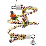 Rusee Vögel Spielzeug, Parrot Climbing Rope Sling, Schaukel Spielzeug, Spirale Stehen-Seil, Mittlere Regenbogen Cotton Rope Parrot mit Glocke