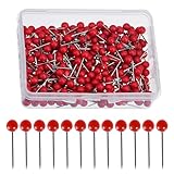 200 Stück Stecknadeln,Rot Pinnadeln,Karte Nagel Pinnadeln,4cm Stecknadeln Mit Kopf,Ror Stecknadeln aus Rostfreiem,Rundkopfstifte Stecknadeln,für Basteln Nähen Säumen Craft,Komponenten Dekoration