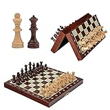 Schöne Reiseschach Magnetisch Holz Schachspiel | Master of Chess | Schachbrett Kinder | Handgefertigt mit magnetisierten Figuren - Classic Travel Chess Game (Mini 20x20cm)