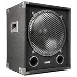 MAX15 SUB PA Subwoofer 15 Zoll, 1200 Watt - Woofer Tieftöner für Party DJ Disco, 2 Bassreflexröhren, PA Bass Lautsprecher passiv mit Griffe - Schwarz