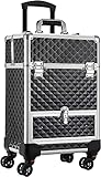 Kosmetik Trolley mit Schublade Kosmetikkoffer Trolley Make Up Koffer Nagelkoffer Friseurkoffer Schminkkoffer Beauty Koffer Nageldesign Koffer Beauty Case Multikoffer, Schwarz