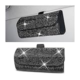 JNNJ Auto Brillenetui, Kristall Brillen Aufbewahrungsbox Auto, Universal Strass Auto Brillenetui, Sonnenbrillenhalter Aufbewahrungsbox Für Sonnenblende(Schwarz)