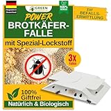 GREEN GUARDIA Brotkäfer Falle mit Spezial-Lockstoff - 3x Brotkäfer Fallen - umweltfreundlich Brotkäfer bekämpfen, Chemiefreie Falle mit starker Klebefläche, giftfrei & geruchsneutral