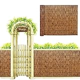 Sichtschutz Zaun Bambus, Natürliche Schilfzaunrolle, Sichtschutz für die Terrasse, dekorative Zäune, Poolpflanzenzaun, für Hof, Garten, Balkon, 2,3–4,6 Fuß hoch, einfache Montage, kann individuell an
