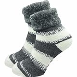GAWILO Damen Stoppersocken (1 Paar) weich & warm | Haussocken - Noppensocken | ideal als Hausschuh Ersatz mit ABS Sohle (39-42, farbig 1)
