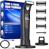 Intimrasierer Mann Rasierer Herren Elektrisch,Wasserdicht Körperrasierer mit LED Licht,Intimbereich Körperhaartrimmer,Face Bodygroom Männer,Barttrimmer Haarschneider für Gesicht und Körper