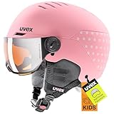 uvex Rocket jr Visor - robuster Skihelm für Kinder - Filterkategorie 2 - optimierte Belüftung - pink Confetti matt - 51-55 cm