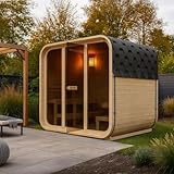 Supply24 since 2004 Outdoor Cubesauna Holz Sauna Finnland im Cube Design 228x180 cm Gartensauna Komplett Set mit Saunaofen 9 KW Ofen Zubehör Außensauna für 6 Personen