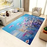Teppich Wohnzimmer Weich rutschfest Waschbar Teppich, Tepiche Moderne 80 X 120 cm Design Carpet Fürs Wohnzimmer, Kinderzimmer, Schlafzimmer Bunte Pflanzen Und Blumen -9E3W0Y9R7T