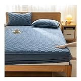 DataBaste Matratzenschoner, Spannbettlaken, mit Rundumgummizug, 3-teilig, mit 2 Kissenbezügen, für dicke Matratzen, geeignet für den Winter (Blau, 200 x 220 cm/78,7 x 86,6 Zoll)