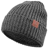 OZERO Winter Beanie Mütze,Thermo Strickmütze Laufmützen Wintermütze für Herren und Damen, Grau(Dicker Faden), 2