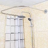 Duschvorhangstange U-Form Ecke Halterung, 304 Edelstahl Duschvorhangwinkelstangen Badewanne Schiene, für Badezimmer Küche Umkleidekabine