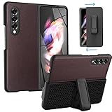 Miimall Schutzhülle für Samsung Galaxy Z Fold 3 5G, Gürtelclip, schlank, strapazierfähig, Schiebe-Holster, Ständer, Schutzhülle für Galaxy Z Fold 3 5G (Braun)